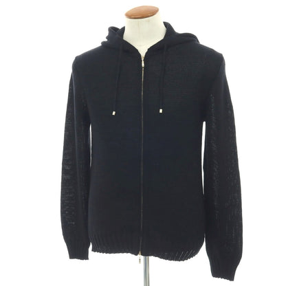 【新品】セッテフィーリ カシミア Settefili Cashmere リネンコットン ダブルジップ ニットパーカー ブラック【サイズ46/XS】【 状態ランクN 】【 メンズ 】