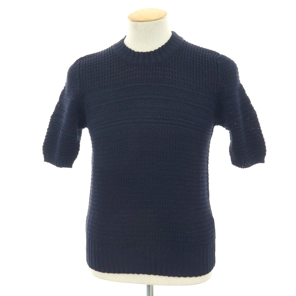 【新品】セッテフィーリ カシミア Settefili Cashmere リネンコットン クルーネック 半袖 プルオーバーニット ネイビー【サイズ44】【 状態ランクN 】【 メンズ 】