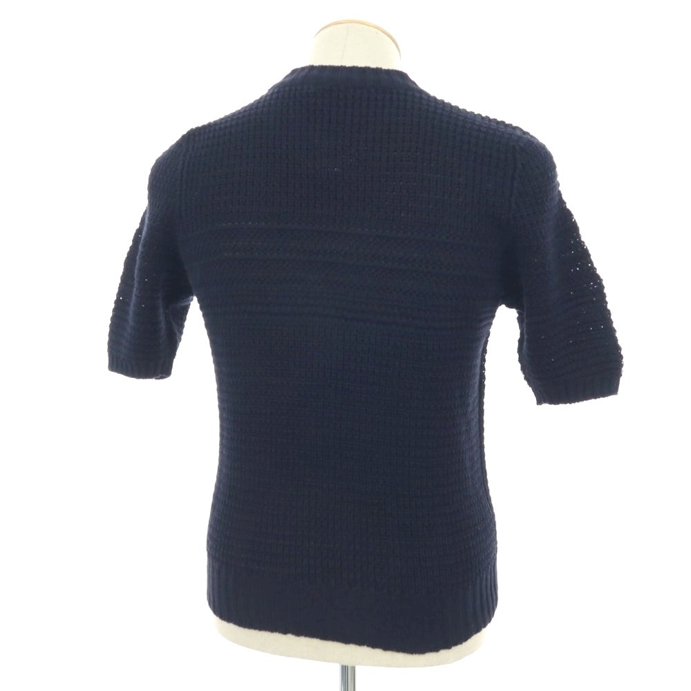 【新品】セッテフィーリ カシミア Settefili Cashmere リネンコットン クルーネック 半袖 プルオーバーニット ネイビー【サイズ44】【 状態ランクN 】【 メンズ 】