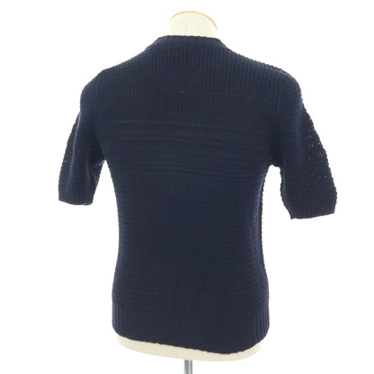 【新品】セッテフィーリ カシミア Settefili Cashmere リネンコットン クルーネック 半袖 プルオーバーニット ネイビー【サイズ44】【 状態ランクN 】【 メンズ 】