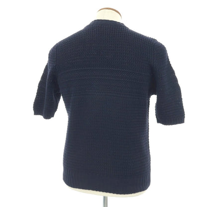 【新品】セッテフィーリ カシミア Settefili Cashmere リネンコットン クルーネック 半袖 プルオーバーニット ネイビー【サイズ48/S】【 状態ランクN 】【 メンズ 】
