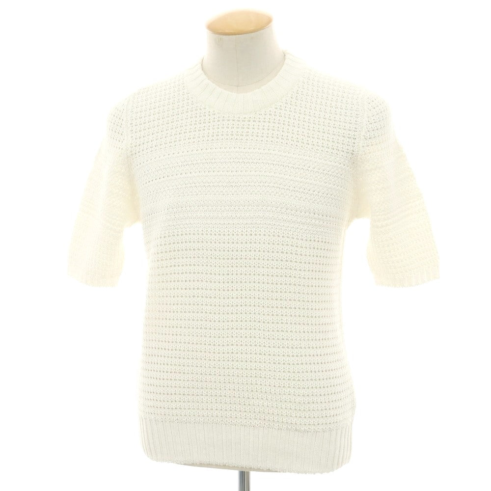 【新品】セッテフィーリ カシミア Settefili Cashmere リネンコットン クルーネック 半袖 プルオーバーニット ホワイト【サイズ46/XS】【 状態ランクN 】【 メンズ 】 [DPD]