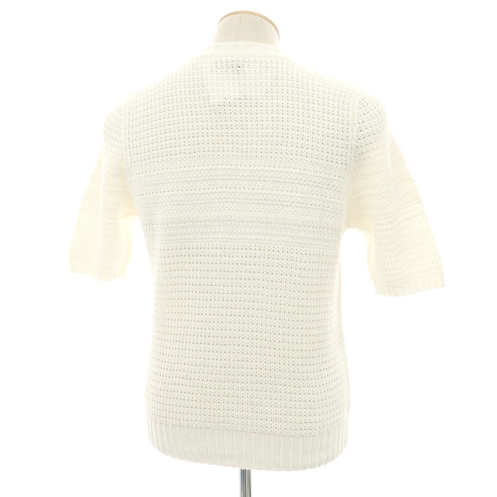 【新品】セッテフィーリ カシミア Settefili Cashmere リネンコットン クルーネック 半袖 プルオーバーニット ホワイト【サイズ46/XS】【 状態ランクN 】【 メンズ 】 [DPD]