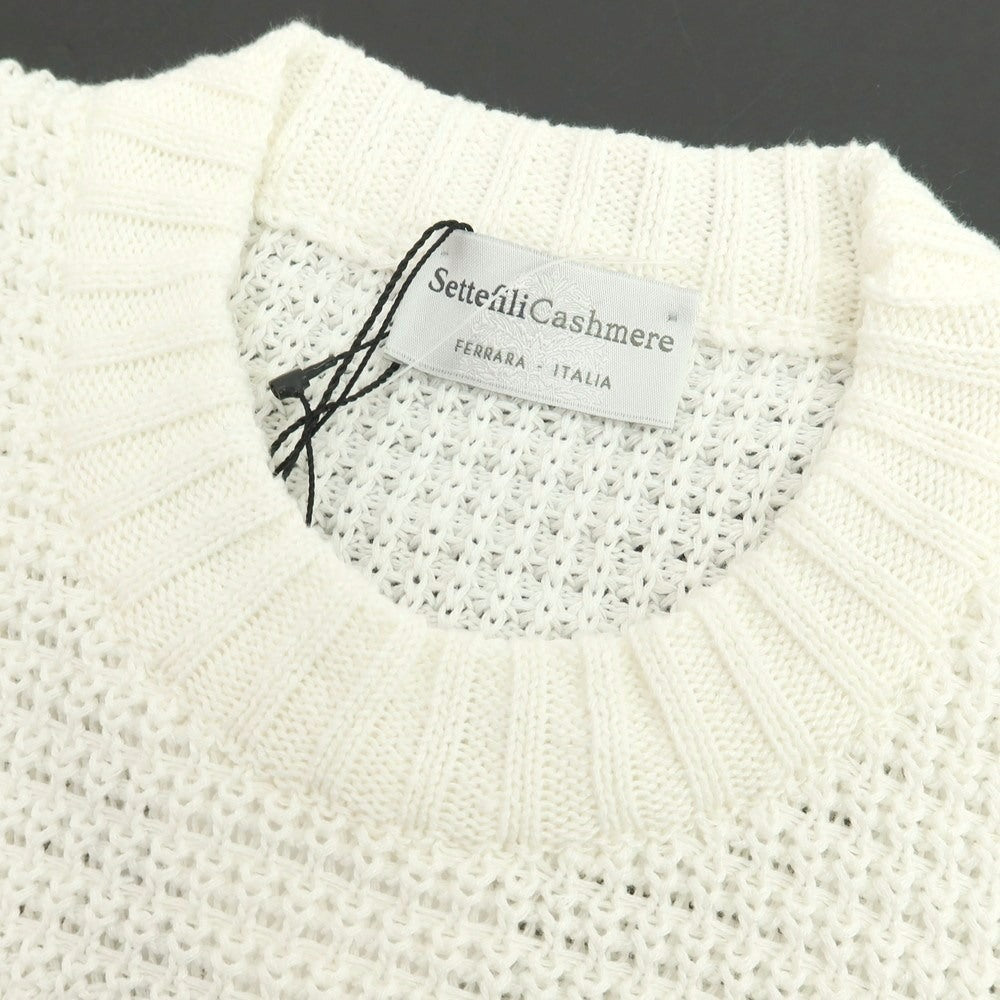 【新品】セッテフィーリ カシミア Settefili Cashmere リネンコットン クルーネック 半袖 プルオーバーニット ホワイト【サイズ46/XS】【 状態ランクN 】【 メンズ 】