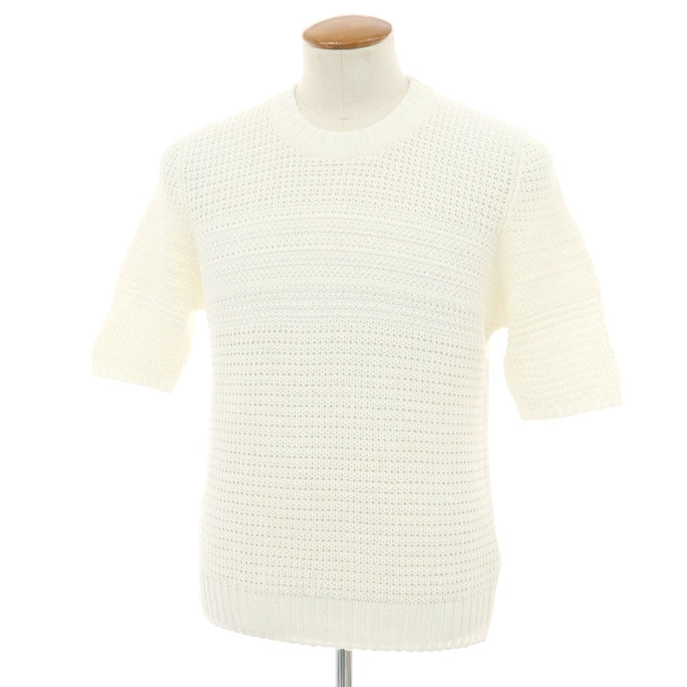 【新品】セッテフィーリ カシミア Settefili Cashmere リネンコットン クルーネック 半袖 プルオーバーニット ホワイト【サイズ48/S】【 状態ランクN 】【 メンズ 】