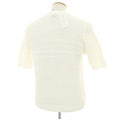 【新品】セッテフィーリ カシミア Settefili Cashmere リネンコットン クルーネック 半袖 プルオーバーニット ホワイト【サイズ48/S】【 状態ランクN 】【 メンズ 】