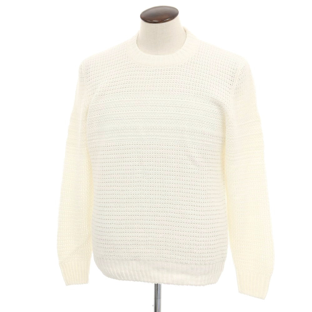 【新品】セッテフィーリ カシミア Settefili Cashmere リネンコットン クルーネック プルオーバーニット ホワイト【サイズ52/L】【 状態ランクN 】【 メンズ 】