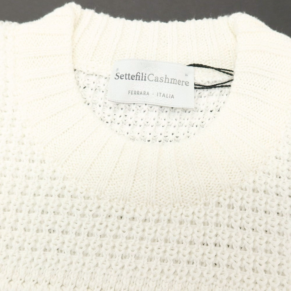 【新品】セッテフィーリ カシミア Settefili Cashmere リネンコットン クルーネック プルオーバーニット ホワイト【サイズ52/L】【 状態ランクN 】【 メンズ 】 [DPD]
