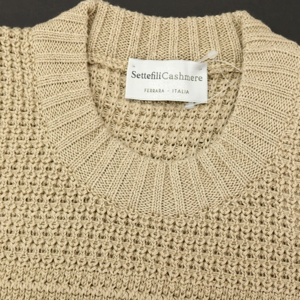【新品】セッテフィーリ カシミア Settefili Cashmere リネンコットン クルーネック プルオーバーニット ベージュ【サイズ46/XS】【 状態ランクN 】【 メンズ 】