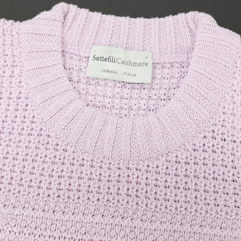 【新品】セッテフィーリ カシミア Settefili Cashmere リネンコットン クルーネック プルオーバーニット ラベンダー【サイズ50/M】【 状態ランクN 】【 メンズ 】