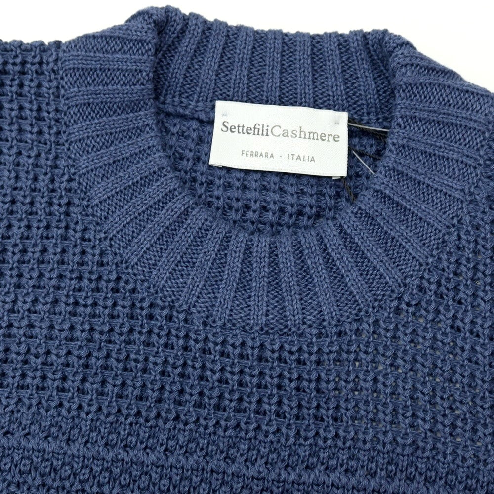【新品】セッテフィーリ カシミア Settefili Cashmere リネンコットン クルーネック プルオーバーニット ダークブルー【サイズ46/XS】【 状態ランクN 】【 メンズ 】
