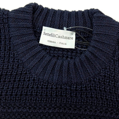 【新品】セッテフィーリ カシミア Settefili Cashmere リネンコットン クルーネック プルオーバーニット ネイビー【サイズ46/XS】【 状態ランクN 】【 メンズ 】