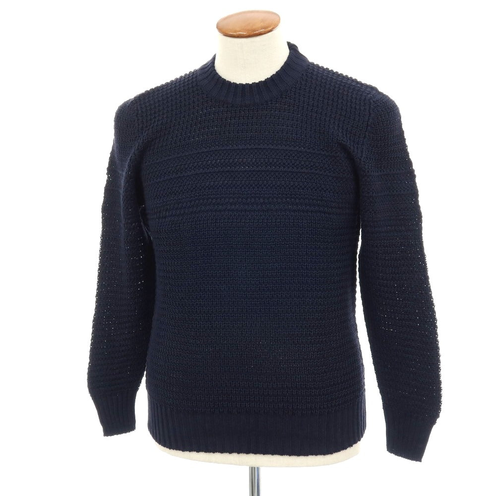 【新品】セッテフィーリ カシミア Settefili Cashmere リネンコットン クルーネック プルオーバーニット ネイビー【サイズ48/S】【 状態ランクN 】【 メンズ 】