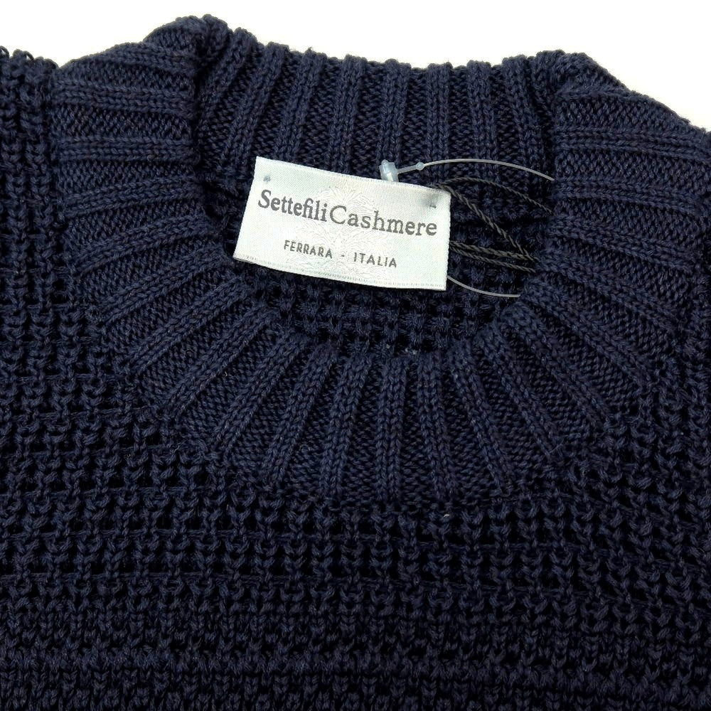 【新品】セッテフィーリ カシミア Settefili Cashmere リネンコットン クルーネック プルオーバーニット ネイビー【サイズ50/M】【 状態ランクN 】【 メンズ 】 [DPD]
