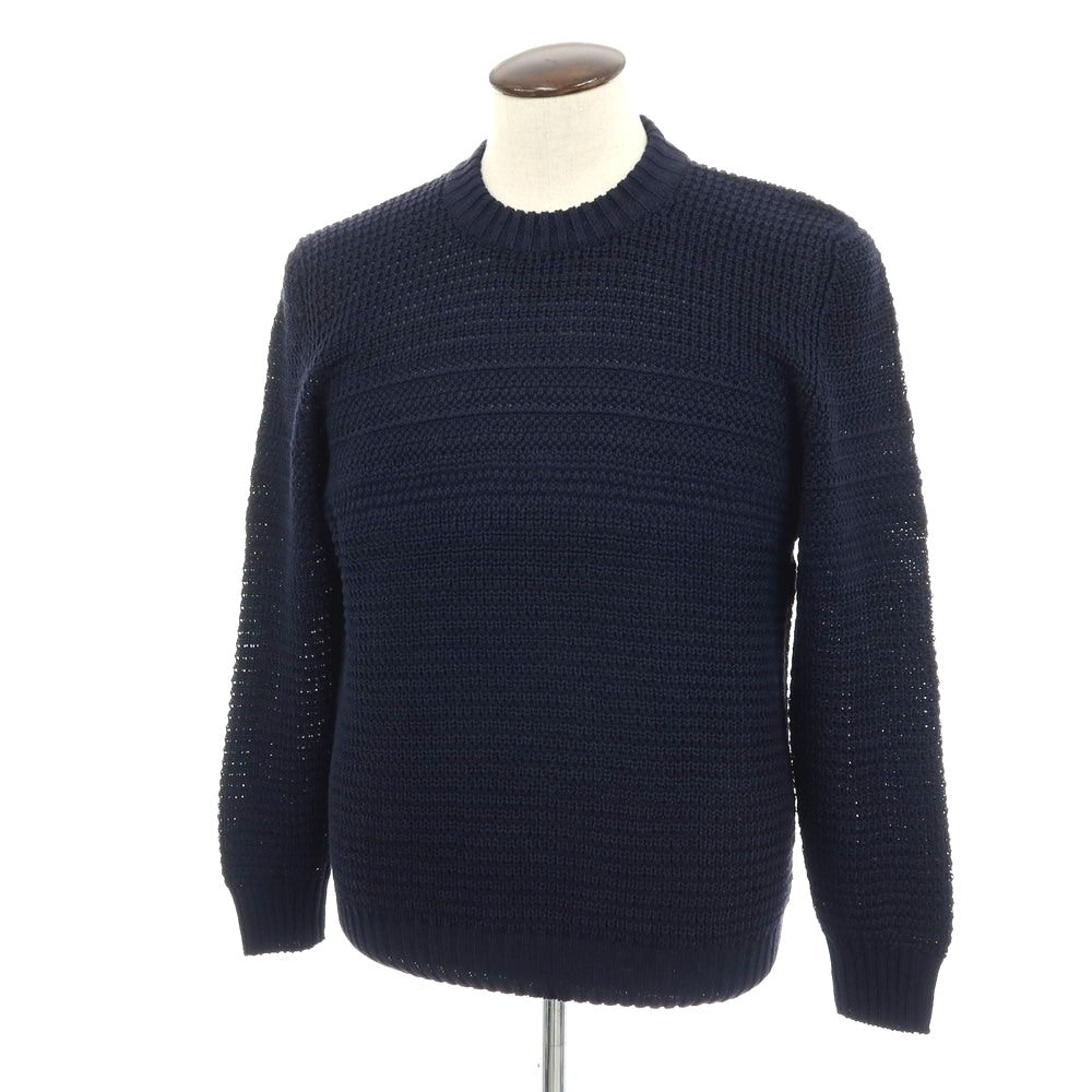 【新品】セッテフィーリ カシミア Settefili Cashmere リネンコットン クルーネック プルオーバーニット ネイビー【サイズ52/L】【 状態ランクN 】【 メンズ 】