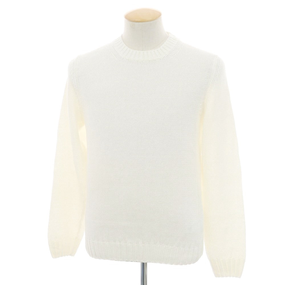 【新品】セッテフィーリ カシミア Settefili Cashmere リネンコットン クルーネック プルオーバーニット ホワイト【 44 】【 状態ランクN 】【 メンズ 】