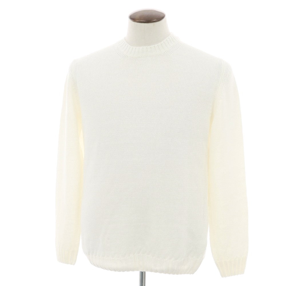 【新品】セッテフィーリ カシミア Settefili Cashmere リネンコットン クルーネック プルオーバーニット ホワイト【 52/L 】【 状態ランクN 】【 メンズ 】