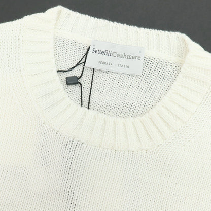 【新品】セッテフィーリ カシミア Settefili Cashmere リネンコットン クルーネック プルオーバーニット ホワイト【 52/L 】【 状態ランクN 】【 メンズ 】
