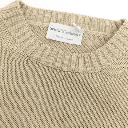 【新品】セッテフィーリ カシミア Settefili Cashmere リネンコットン クルーネック プルオーバーニット ベージュ【 46/XS 】【 状態ランクN 】【 メンズ 】
