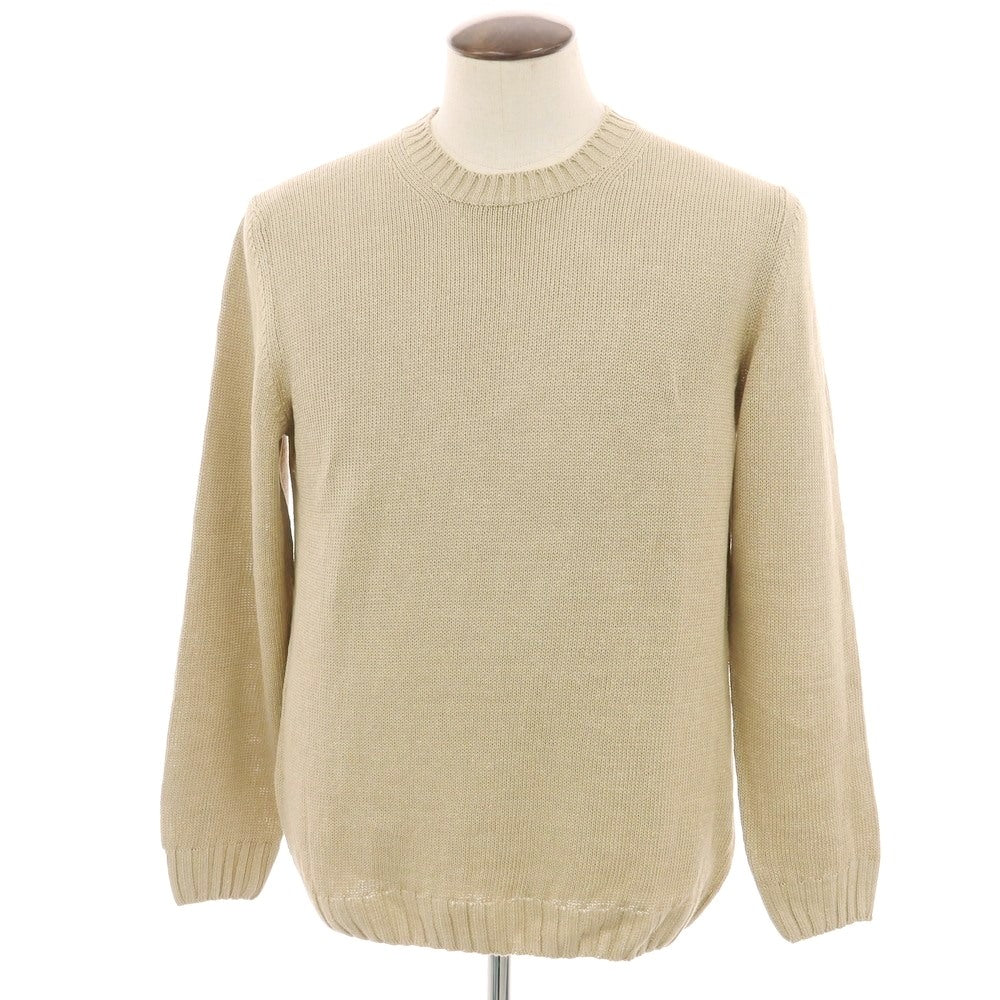 【新品】セッテフィーリ カシミア Settefili Cashmere リネンコットン クルーネック プルオーバーニット ベージュ【 52/L 】【 状態ランクN 】【 メンズ 】