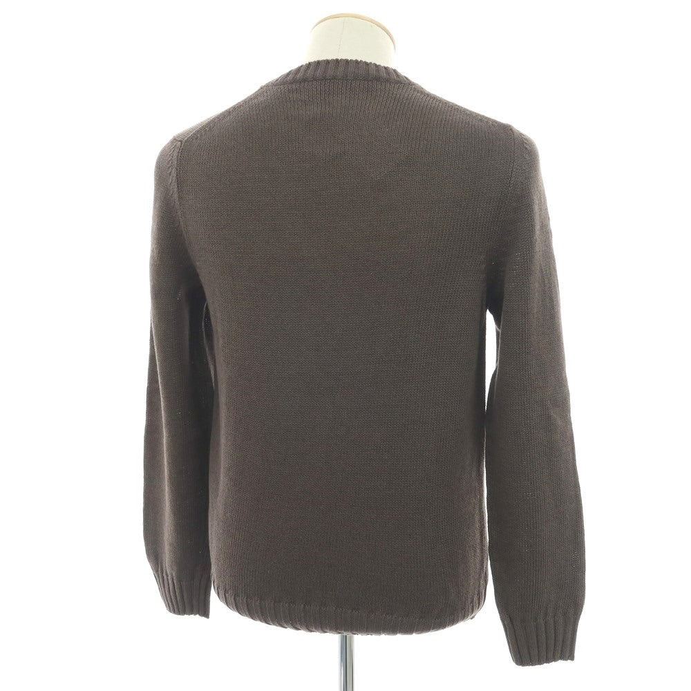 【新品】セッテフィーリ カシミア Settefili Cashmere リネンコットン クルーネック プルオーバーニット ダークブラウン【 44 】【 状態ランクN 】【 メンズ 】
