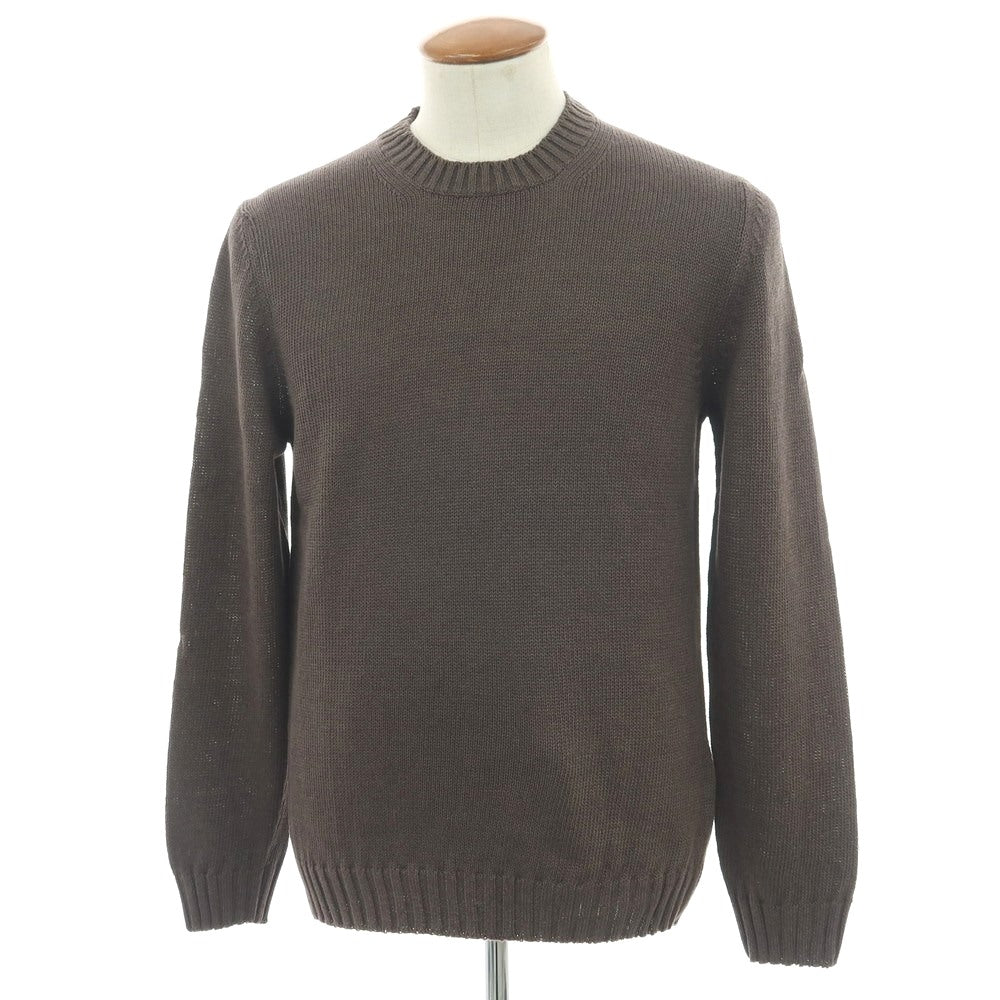 【新品】セッテフィーリ カシミア Settefili Cashmere リネンコットン クルーネック プルオーバーニット ダークブラウン【 48/S 】【 状態ランクN 】【 メンズ 】