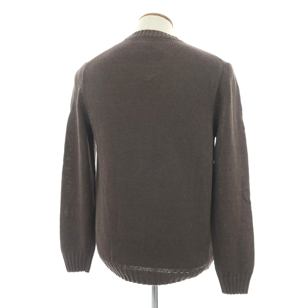 【新品】セッテフィーリ カシミア Settefili Cashmere リネンコットン クルーネック プルオーバーニット ダークブラウン【 48/S 】【 状態ランクN 】【 メンズ 】