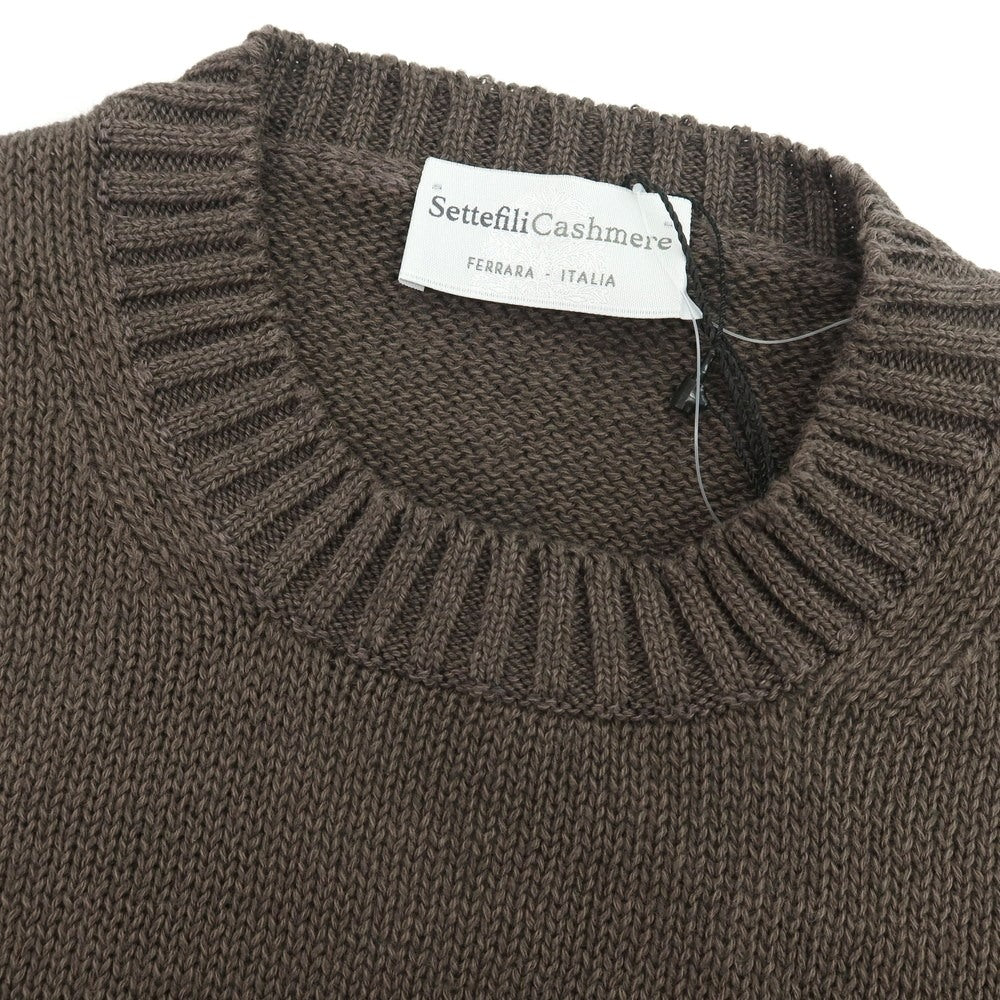 【新品】セッテフィーリ カシミア Settefili Cashmere リネンコットン クルーネック プルオーバーニット ダークブラウン【 48/S 】【 状態ランクN 】【 メンズ 】