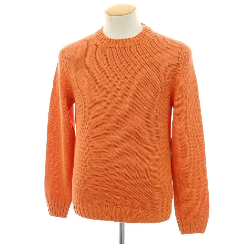 【新品】セッテフィーリ カシミア Settefili Cashmere リネンコットン クルーネック プルオーバーニット オレンジ【サイズ44】【 状態ランクN 】【 メンズ 】 [EPD]