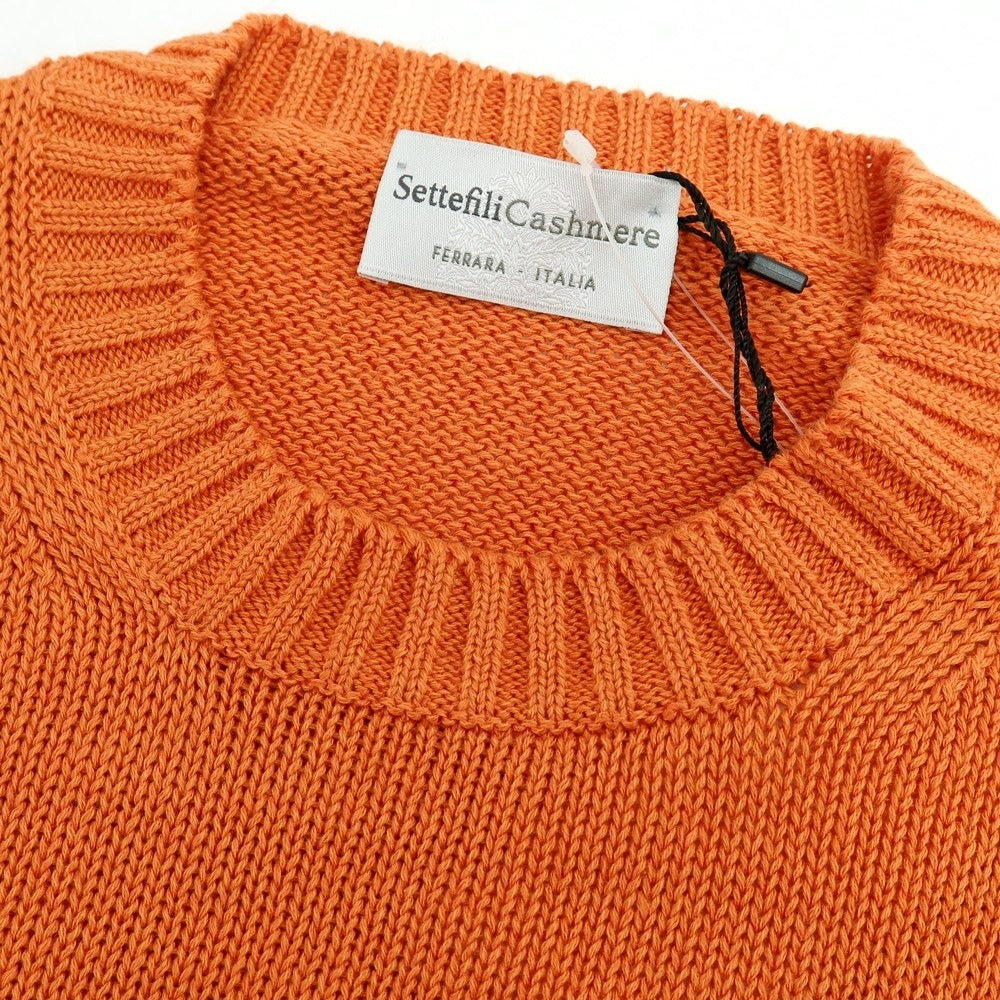 【新品】セッテフィーリ カシミア Settefili Cashmere リネンコットン クルーネック プルオーバーニット オレンジ【 48/S 】【 状態ランクN 】【 メンズ 】