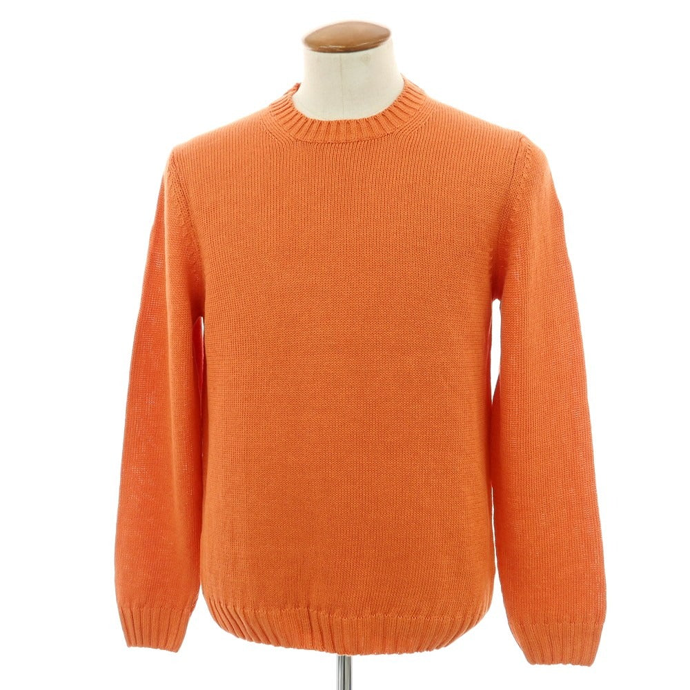 【新品】セッテフィーリ カシミア Settefili Cashmere リネンコットン クルーネック プルオーバーニット オレンジ【 48/S 】【 状態ランクN 】【 メンズ 】