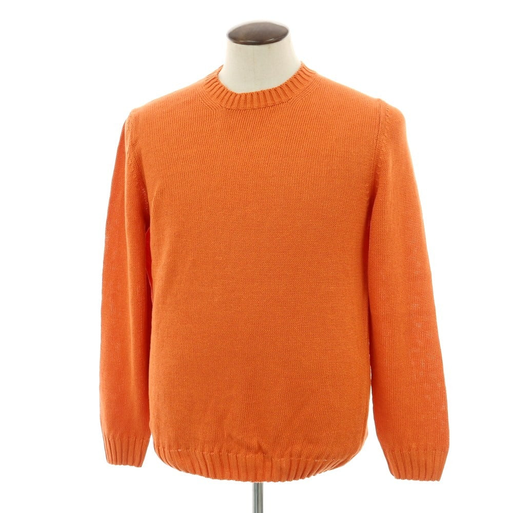 【新品】セッテフィーリ カシミア Settefili Cashmere リネンコットン クルーネック プルオーバーニット オレンジ【 52/L 】【 状態ランクN 】【 メンズ 】