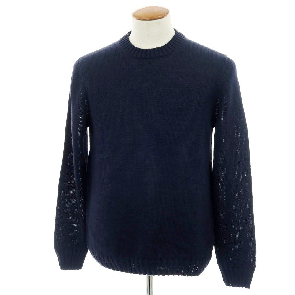 【新品】セッテフィーリ カシミア Settefili Cashmere リネンコットン クルーネック プルオーバーニット ネイビー【 48/S 】【 状態ランクN 】【 メンズ 】