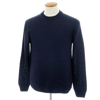 【新品】セッテフィーリ カシミア Settefili Cashmere リネンコットン クルーネック プルオーバーニット ネイビー【 48/S 】【 状態ランクN 】【 メンズ 】