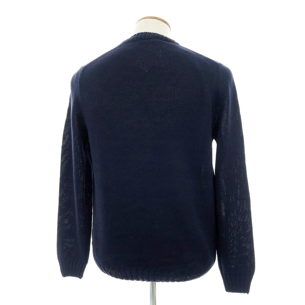 【新品】セッテフィーリ カシミア Settefili Cashmere リネンコットン クルーネック プルオーバーニット ネイビー【 48/S 】【 状態ランクN 】【 メンズ 】