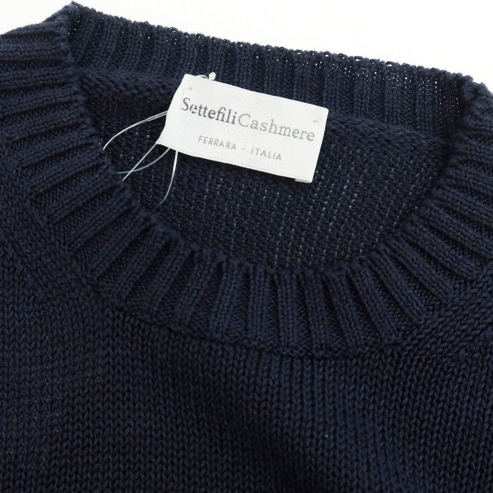 【新品】セッテフィーリ カシミア Settefili Cashmere リネンコットン クルーネック プルオーバーニット ネイビー【 48/S 】【 状態ランクN 】【 メンズ 】