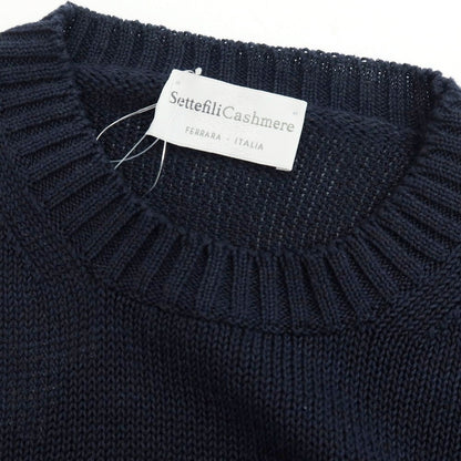 【新品】セッテフィーリ カシミア Settefili Cashmere リネンコットン クルーネック プルオーバーニット ネイビー【 48/S 】【 状態ランクN 】【 メンズ 】