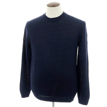 【新品】セッテフィーリ カシミア Settefili Cashmere リネンコットン クルーネック プルオーバーニット ネイビー【 52/L 】【 状態ランクN 】【 メンズ 】