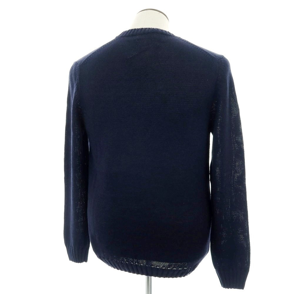 【新品】セッテフィーリ カシミア Settefili Cashmere リネンコットン クルーネック プルオーバーニット ネイビー【 52/L 】【 状態ランクN 】【 メンズ 】