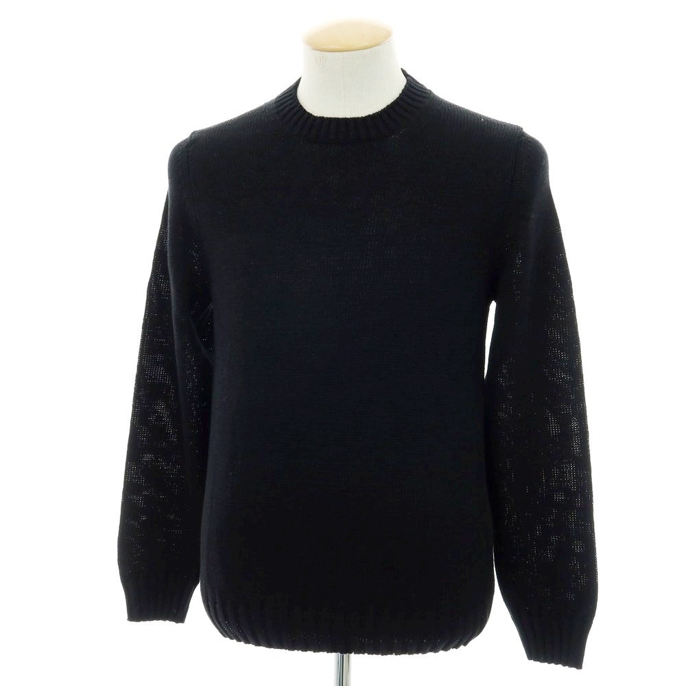 【新品】セッテフィーリ カシミア Settefili Cashmere リネンコットン クルーネック プルオーバーニット ブラック【 44 】【 状態ランクN 】【 メンズ 】