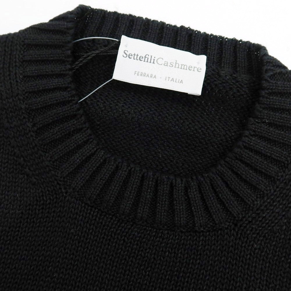 【新品】セッテフィーリ カシミア Settefili Cashmere リネンコットン クルーネック プルオーバーニット ブラック【 44 】【 状態ランクN 】【 メンズ 】