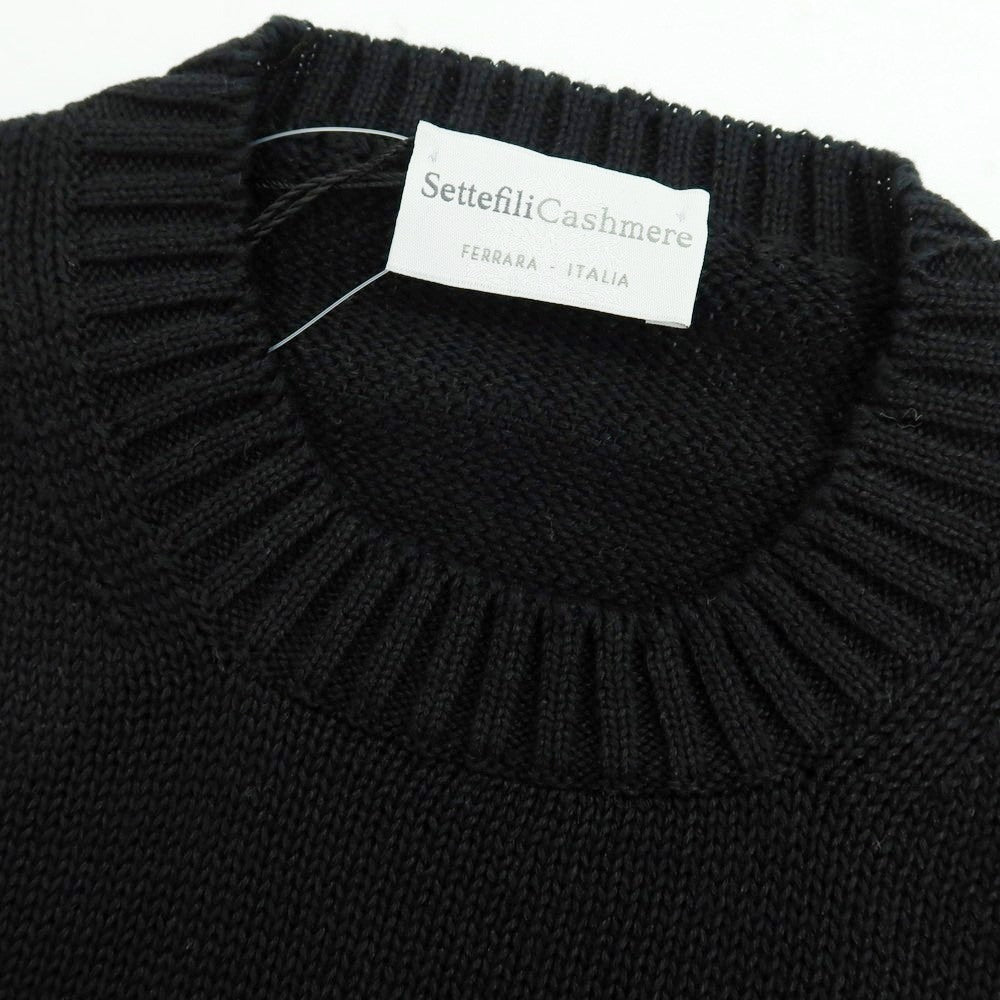 【新品】セッテフィーリ カシミア Settefili Cashmere リネンコットン クルーネック プルオーバーニット ブラック【 44 】【 状態ランクN 】【 メンズ 】