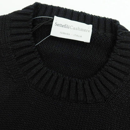 【新品】セッテフィーリ カシミア Settefili Cashmere リネンコットン クルーネック プルオーバーニット ブラック【 44 】【 状態ランクN 】【 メンズ 】