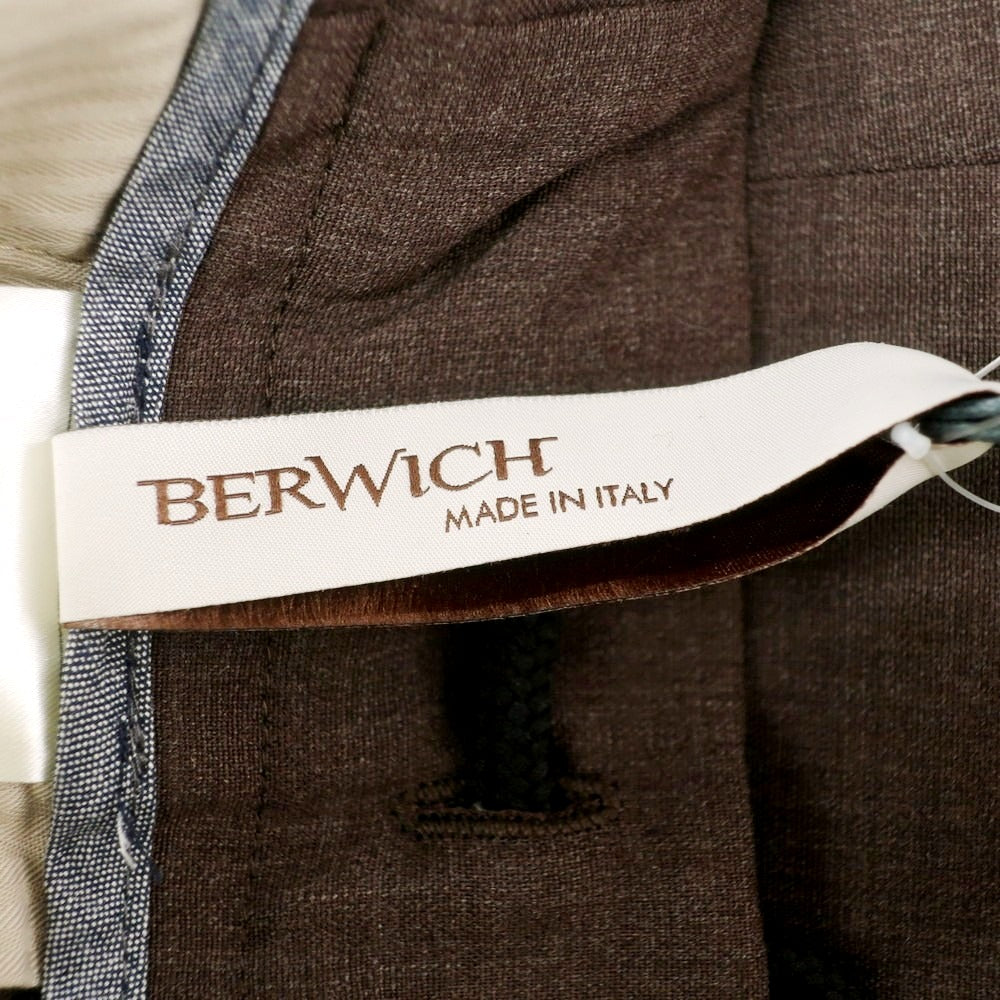 【新品】ベルウィッチ BERWICH ストレッチポリエステルウール イージースラックスパンツ ブラウン【 48 】【 状態ランクN 】【 メンズ 】