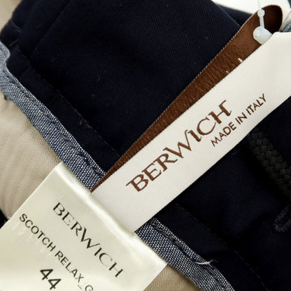 【新品アウトレット】ベルウィッチ BERWICH ストレッチ コットン イージースラックスパンツ ネイビー【 44 】【 状態ランクN- 】【 メンズ 】