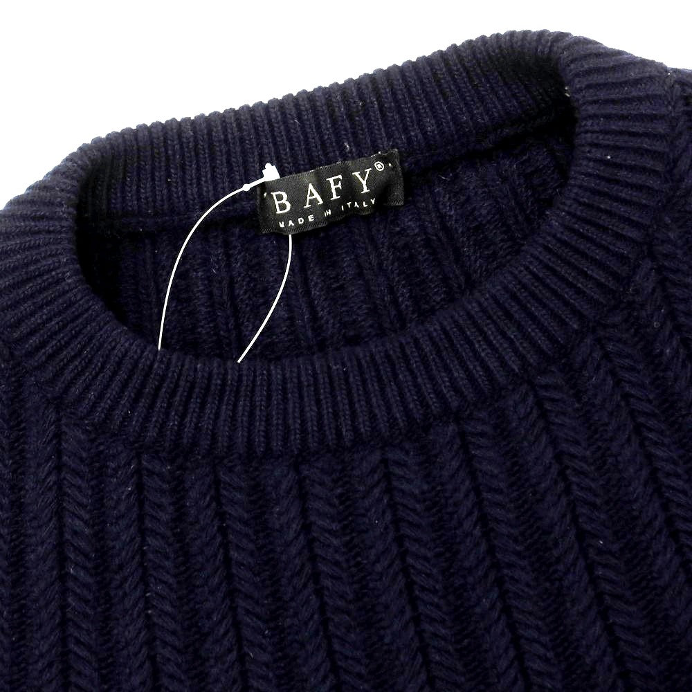 【中古】バフィー BAFY ウール クルーネック プルオーバーニット ネイビー【 46 】【 状態ランクC 】【 メンズ 】
