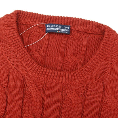 【中古】アレッサンドロルッピ Alessandro Luppi コットン ケーブル編み プルオーバーニット ダークオレンジレッド【 46 】【 状態ランクB 】【 メンズ 】