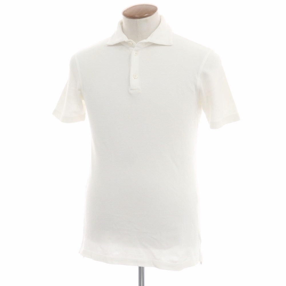 【中古】クルチアーニ CRUCIANI 鹿の子コットン 半袖ポロシャツ ホワイト【 46 】【 状態ランクD 】【 メンズ 】