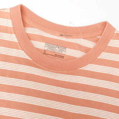 【中古】パタゴニア patagonia コットン ボーダー 半袖Ｔシャツ サーモンピンクxホワイト【 S 】【 状態ランクB 】【 メンズ 】