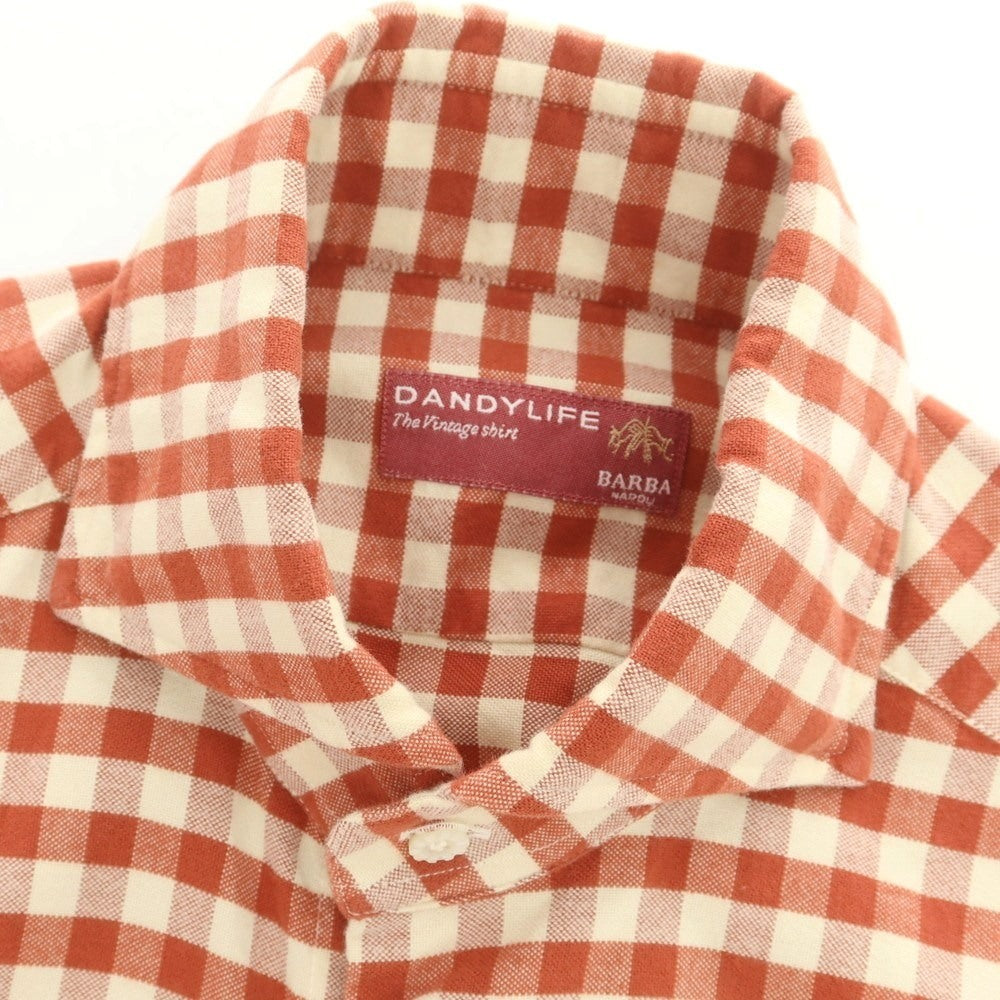 【中古】バルバ ダンディライフ BARBA DANDY LIFE コットン ギンガムチェック ホリゾンタルカラー カジュアルシャツ レッド系xアイボリー【 37 】【 状態ランクB 】【 メンズ 】